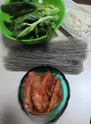 Exclusive Kimchi Enoki Mushroom Sweet Potato Noodle Soup