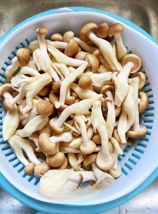 Mushrooms tossed with Dijon mustard sesame sauce