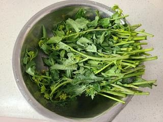 Stir-fried Chinese broccoli stems with ham sausage