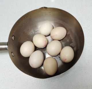 Distracted wood boiled egg