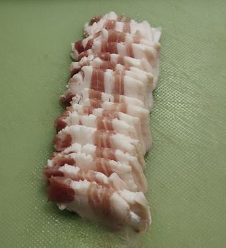 Stir-fried pork belly with jade bamboo